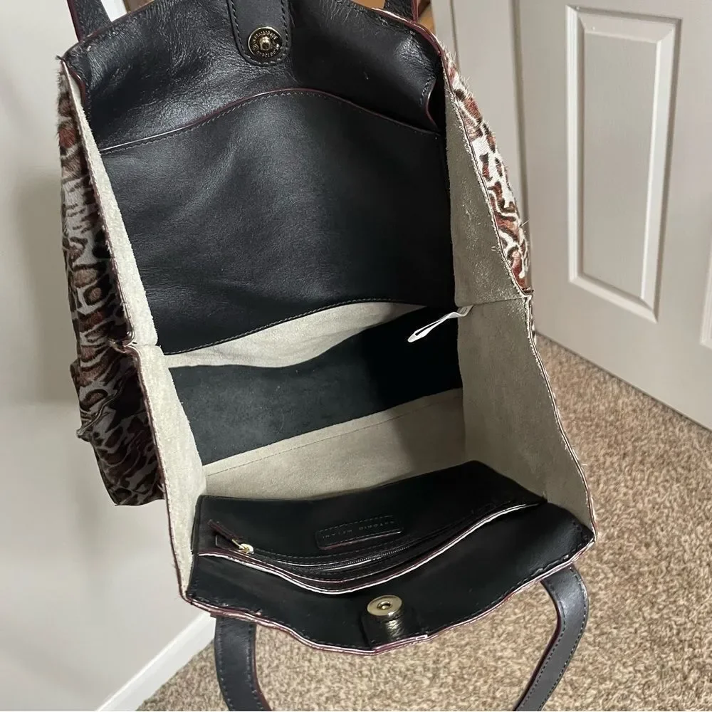 Antonio Melani Leopard Print Leather Tote Bag